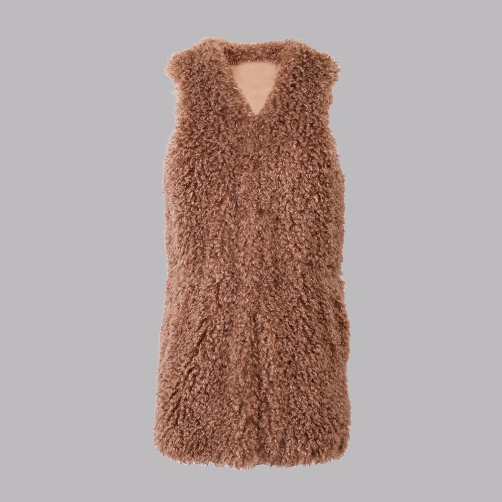 人造毛長款背心