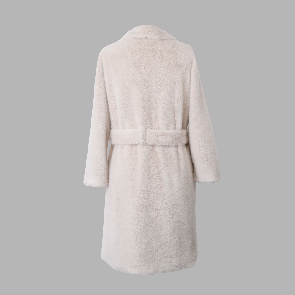 女式系腰帶長款大衣