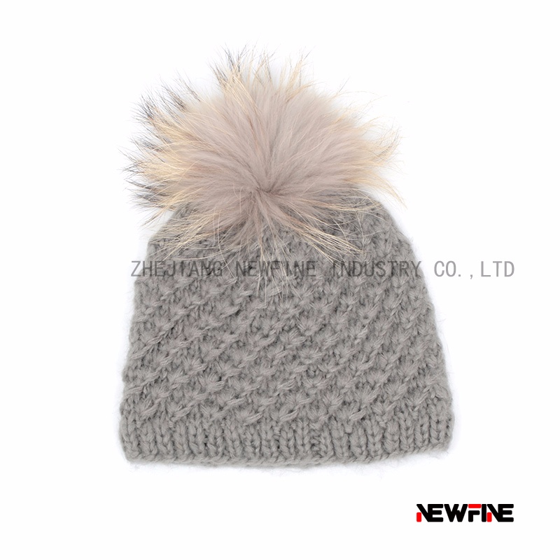 時尚保暖日常男女針織毛球帽子