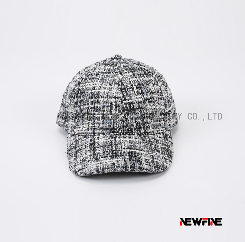 時尚格子毛呢面料棒球帽